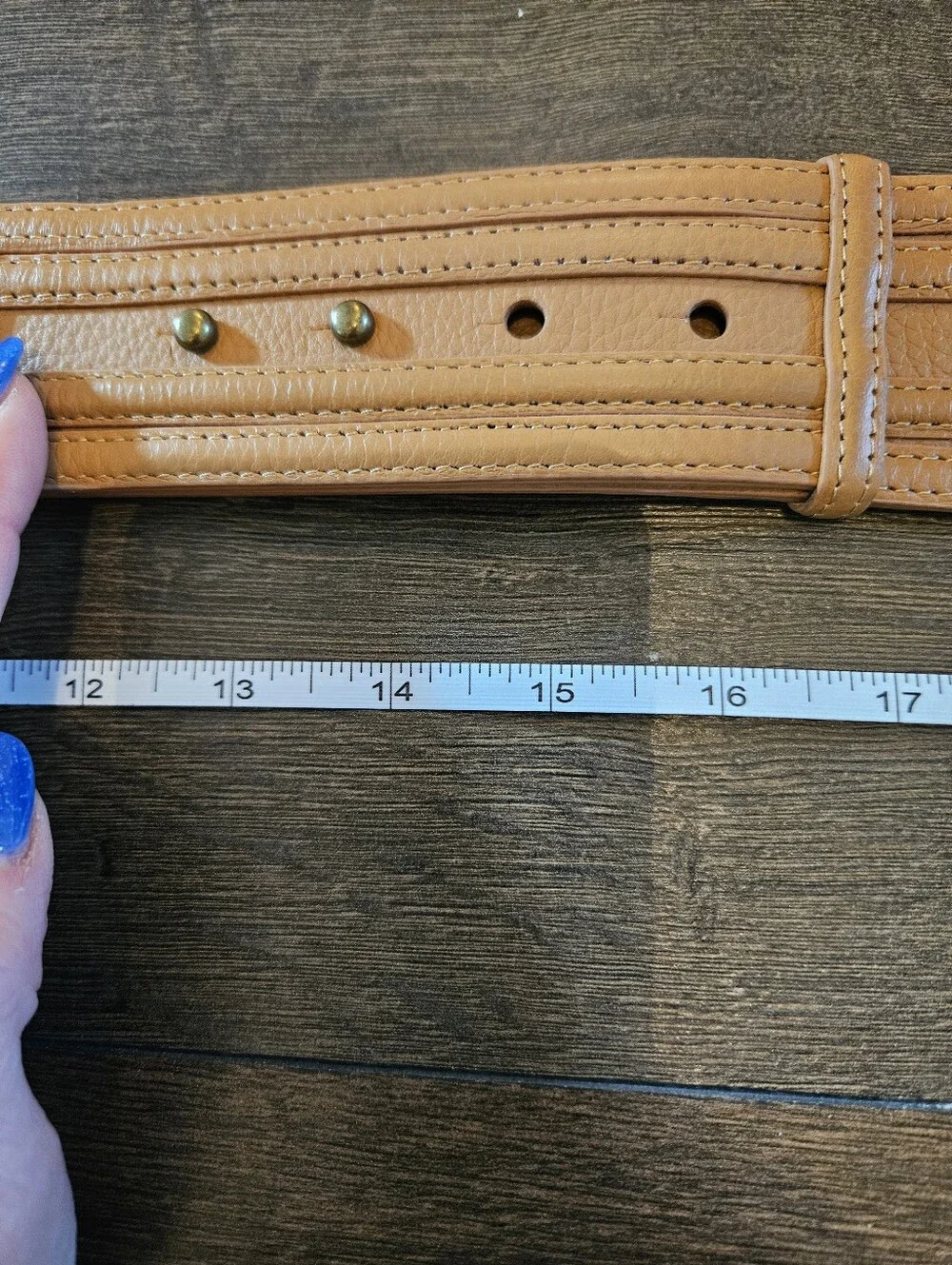 BCBGMAXAZRIA Genuine Leather Wide Waist Belt Tan Gold Turn Lock Size S
